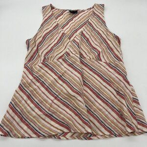 Boston Proper Striped 100% Linen Tank Size 14 Multicolor